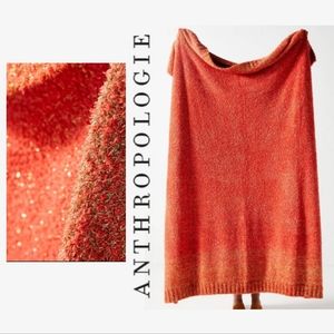 Anthropologie Orange and Metallic Sparkle Daydreamer Blanket